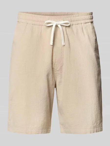 Szorty materiałowe o kroju relaxed fit z czystej bawełny S.oliver Red Label beżowe