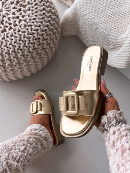 Șlapi Boto cu cataramă galben