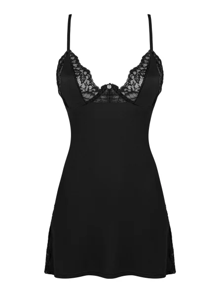 Эротическая сорочка с трусиками стринг Комплект_Obsessive_Bellastia_chemise чорна