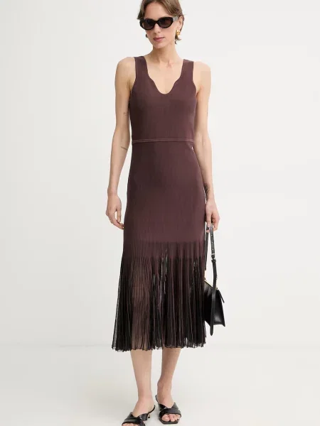 BOSS rochie cu lyocell Floe maro