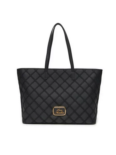 Pisemska torbica Love Moschino s čipko črna