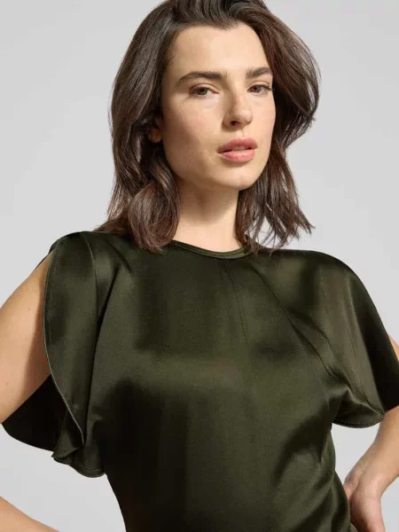 Bluzka z okrągłym dekoltem Victoria Beckham oliwkowa