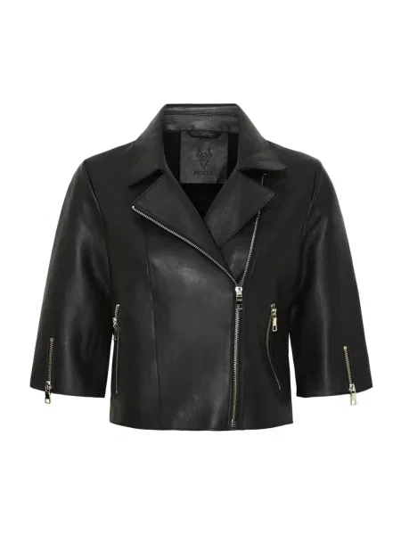 Kurtka skórzana Notyz o krotszym kroju czarna