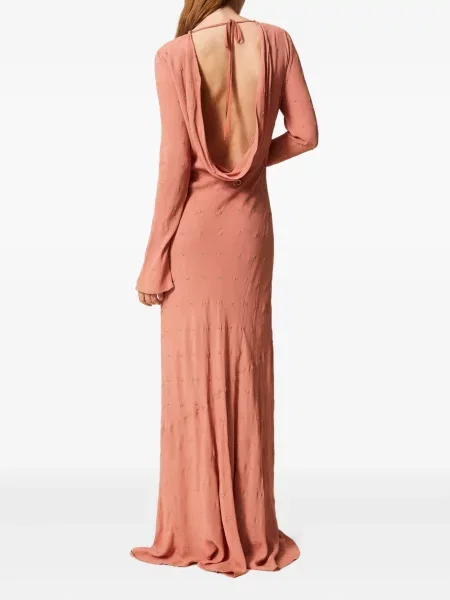 Rochie maxi Twinset de cristal de costum roz