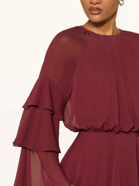 Ted Baker Šaty Serento S Volánky tmavě červená