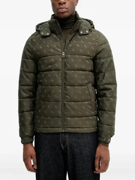 Geacă cu puf Guess cu glugă verde