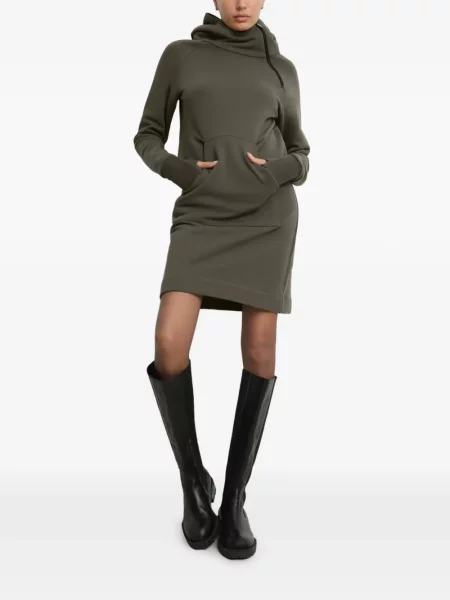 Rochie mini Marcella cu glugă asimetrică verde