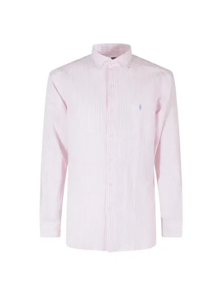 Lniana koszula Polo Ralph Lauren z logo różowa