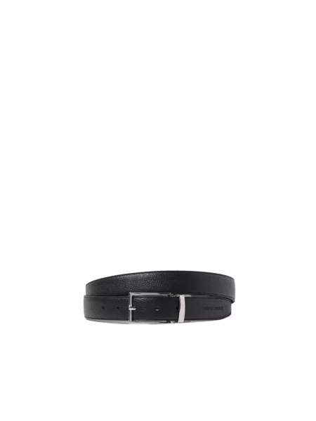 Pasek Emporio Armani skórzany dwustronny czarny