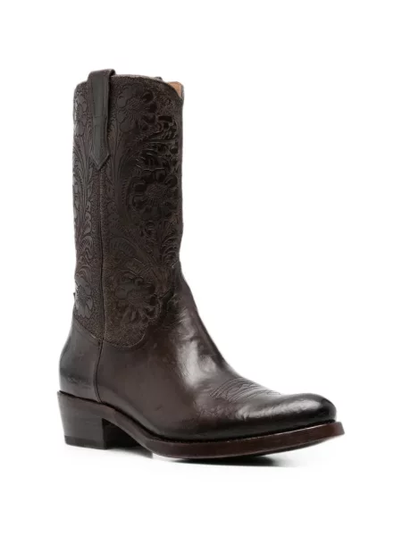 Botine Eraldo cu model floral maro