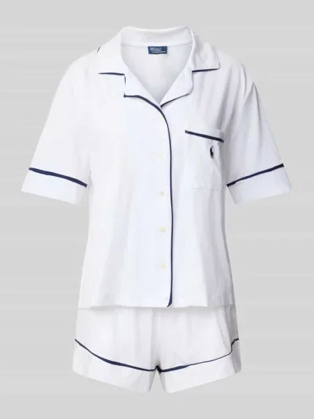 Piżama z wyhaftowanymi logo model ‘POLO ESSENTIALS’ Polo Ralph Lauren biała