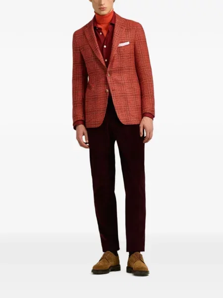 Pantaloni Kiton de catifea cord roșu