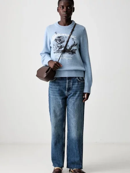 Sweter Ganni niebieski