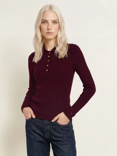 Tommy Hilfiger Žerzejová Polokošile tmavě červená