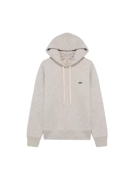 Haftowana bluza z kapturem Autry z kapturem z okrągłym dekoltem szara