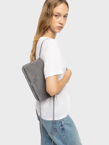 Замшевий клатч Zadig&voltaire сірий
