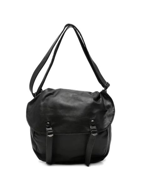 Geantă shopper Yohji Yamamoto din piele cu cataramă negru