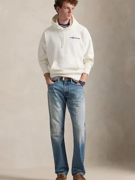 Свитер Polo Ralph Lauren с капюшоном с принтом бежевый