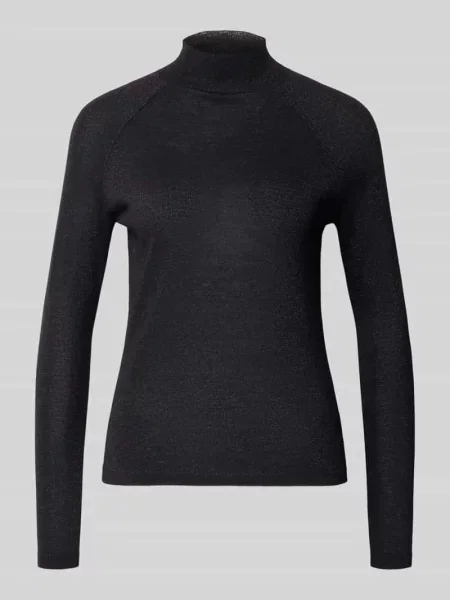 Sweter z dzianiny z mieszanki ze wzorem ze stójką Christian Berg Woman Selection czarny