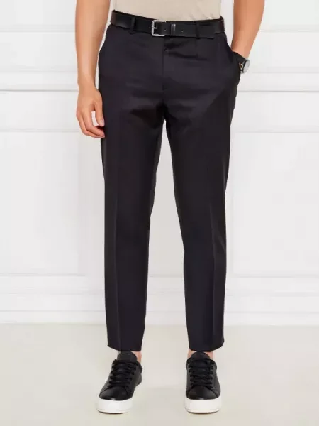 BOSS BLACK de lână pantaloni negru