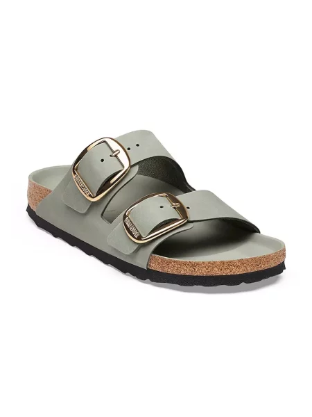 Papuci Birkenstock din piele cu cataramă verde