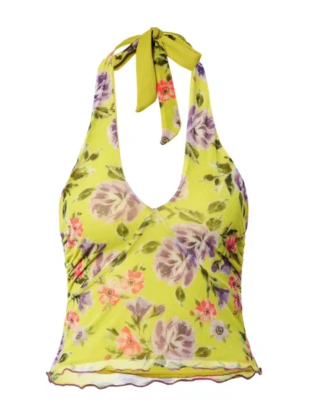 Nasty Gal Top galben / mov închis / mov pastel / deschis roșu