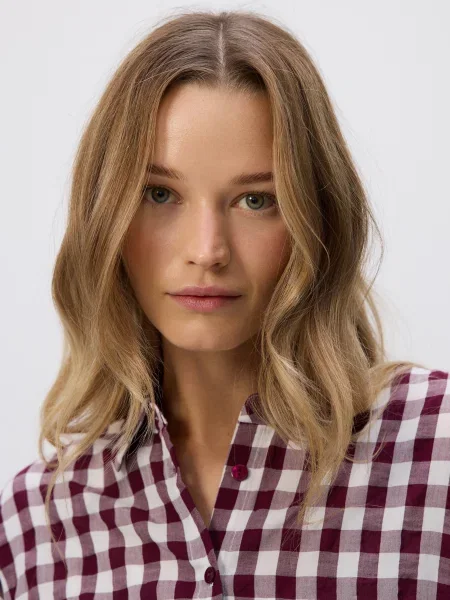 Reserved Картата сорочка буряковий 