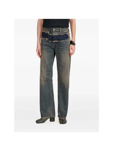 Jeansy Maison Margiela z przetarciami niebieskie