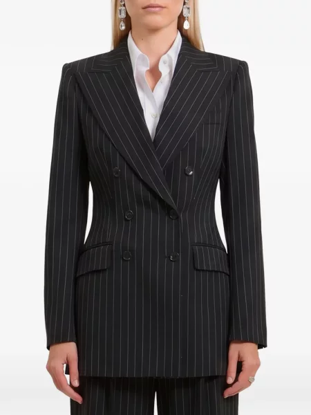 Geacă Dolce & Gabbana cu dungi cu două rânduri de nasturi negru