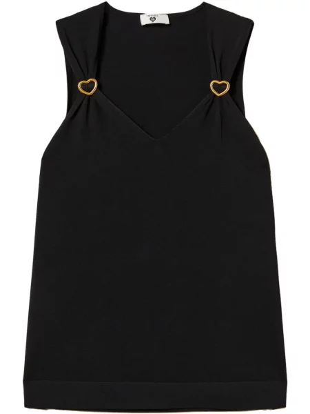 Top Twinset cu motiv cu inimi negru