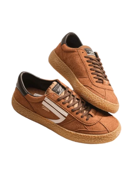 Sneakersy Puraai zamszowe retro brązowe