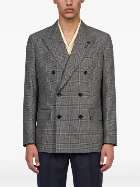 Карирано двуредно яке Lardini сиво