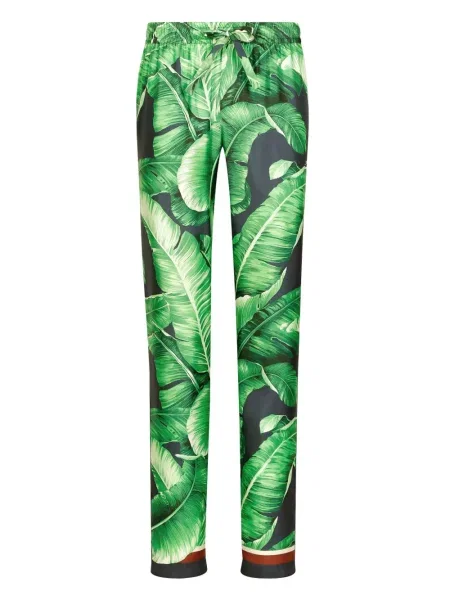 Pantaloni Dolce & Gabbana de mătase cu imagine verde