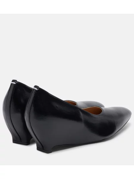 Kožené lodičky Maison Margiela na kline čierna