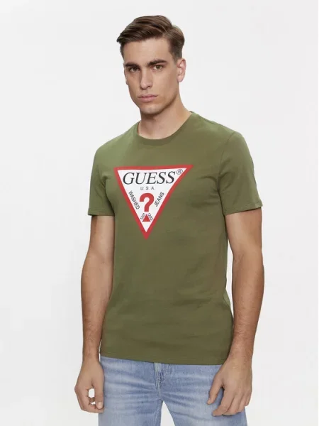 Тениска Guess с автограф зелено