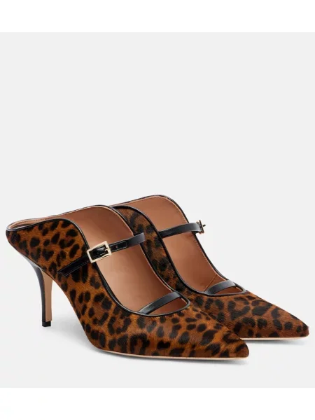 Mules Malone Souliers s potiskom z leopardjim vzorcem rjava