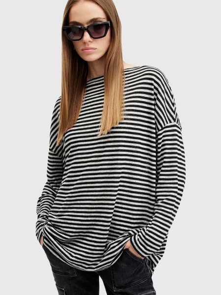 AllSaints Halenka RITA STRIPE TEE šedá