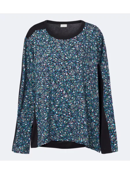 Top Dries Van Noten cu imagine din jerseu negru