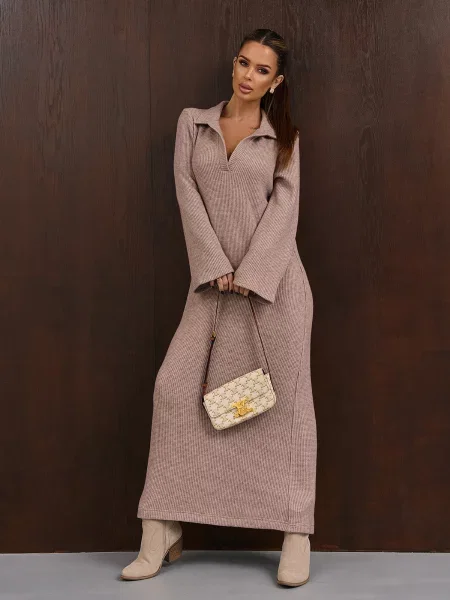 Сукня максі ISSA Plus бежевий