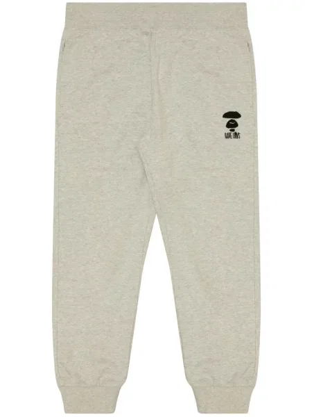 Pantaloni Aape By A Bathing Ape cu broderie gri