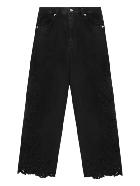 Jeansy Sea w kwiatki koronkowe czarne