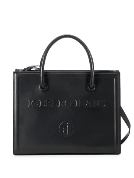 Geantă shopper Iceberg cu autograf negru