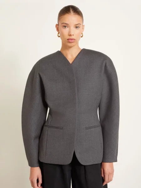 Jacquemus Blejzr La Veste Ovalo tmavě šedá