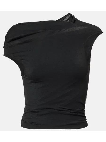 Top Rick Owens din jerseu drapat negru