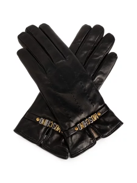 Mănuși Moschino din piele cu autograf negru