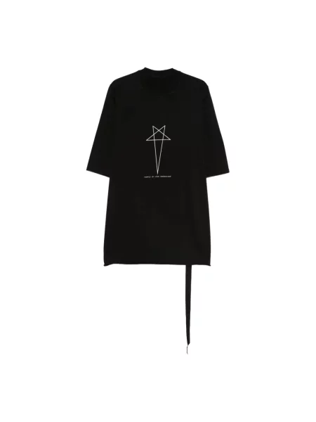 Rick Owens Koszulki Mężczyzna Czarny S T-shirt z okrągłym dekoltem i nadrukiem gwiazd biała