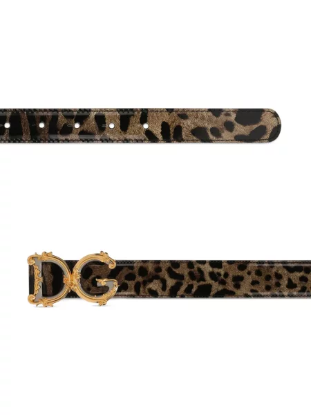 Raštuotas diržas Dolce & Gabbana leopardinis ruda