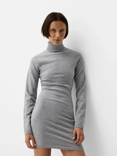 Bershka Rochie tricotat amestecat gri