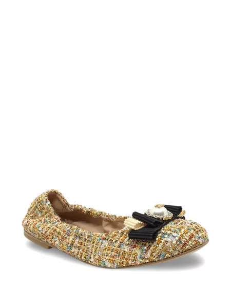 Balerini Casadei cu funde din tweed