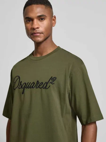 T-shirt o kroju loose fit z czystej bawełny Dsquared2 oliwkowa